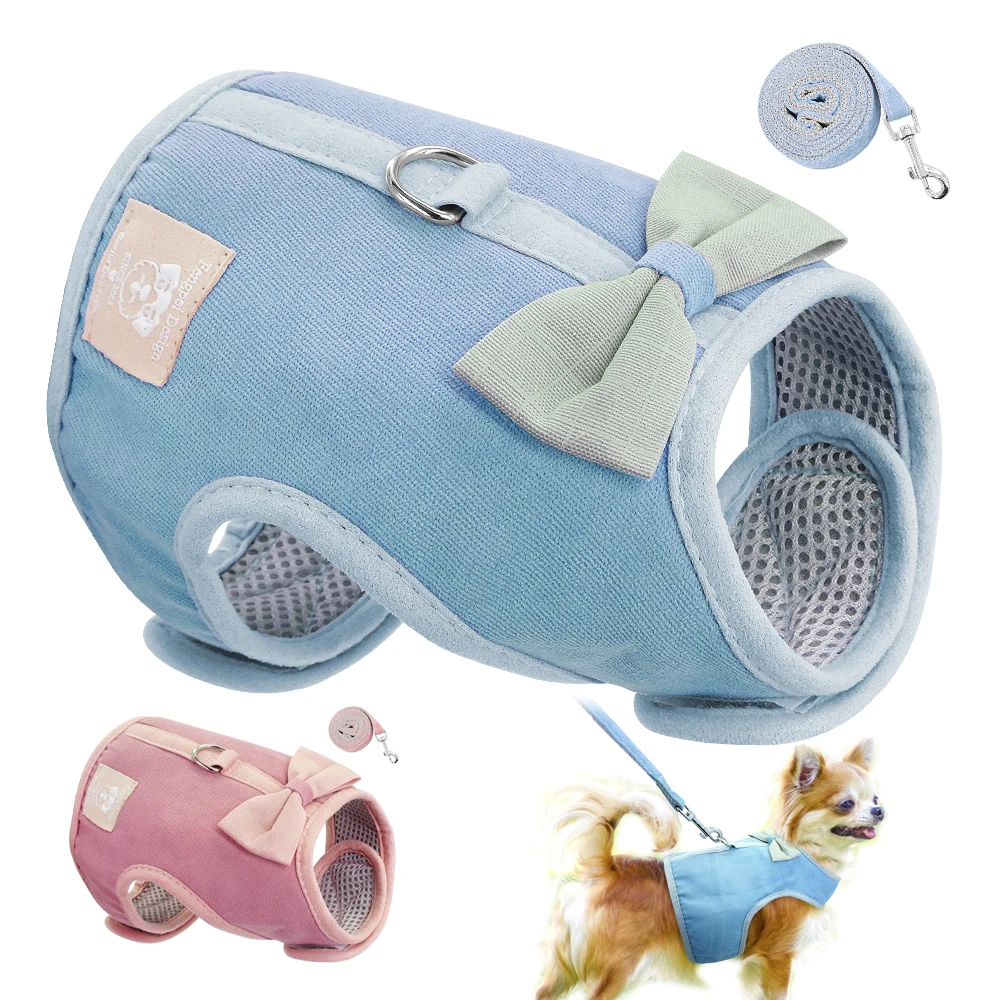 

Cute Bowknot Dog Harness and Leash Set for Small Dogs Puppy Mesh Pet Cat Harness for Chihuahua Yorkshire Rabbit Small Animals