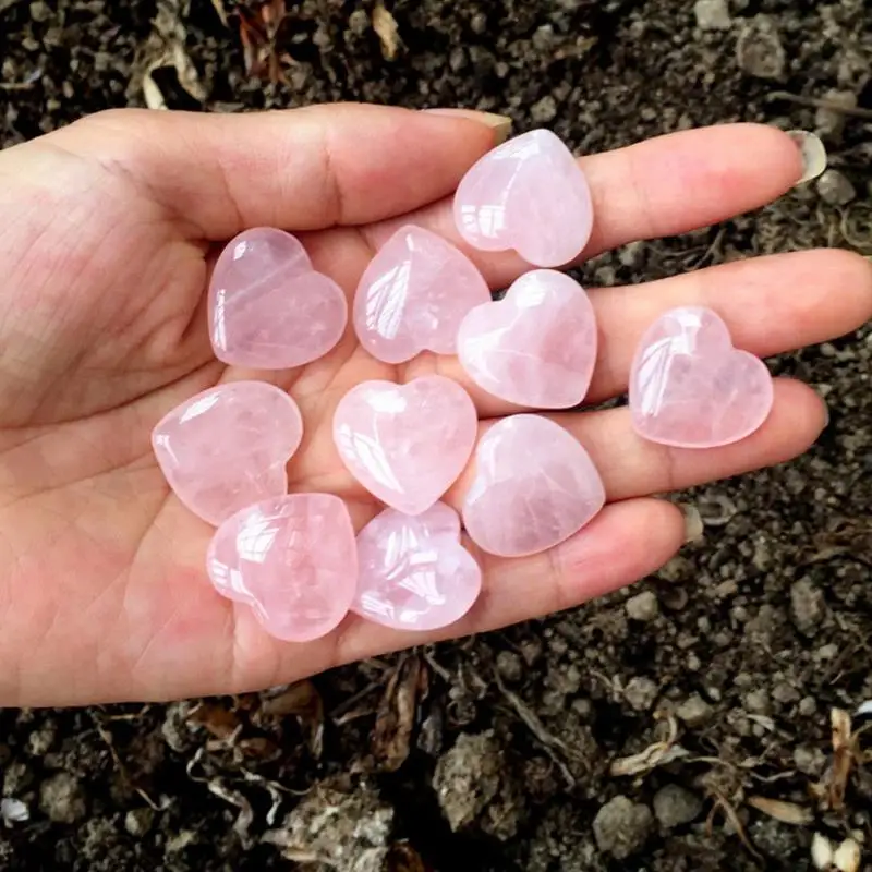 Распродажа! натуральный розовый кварц в форме сердца полосатый бисер из драгоценного камня резные ладони любовь целебные драгоценные камни