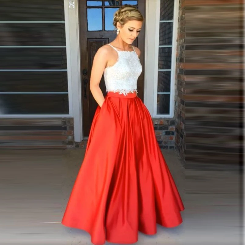 Формальный стиль красная длинная юбка Персонализированная молния линия талии длина пола длинная Макси юбка с карманами юбки для женщин