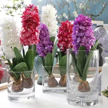 Искусственные цветы гиацинт с луковицы керамика силиконовые искусственные цветы листьев декор для свадеб и садов Главная Таблица аксессуары завод 1 ПК искусственные цветы тычинки цветов декор дома