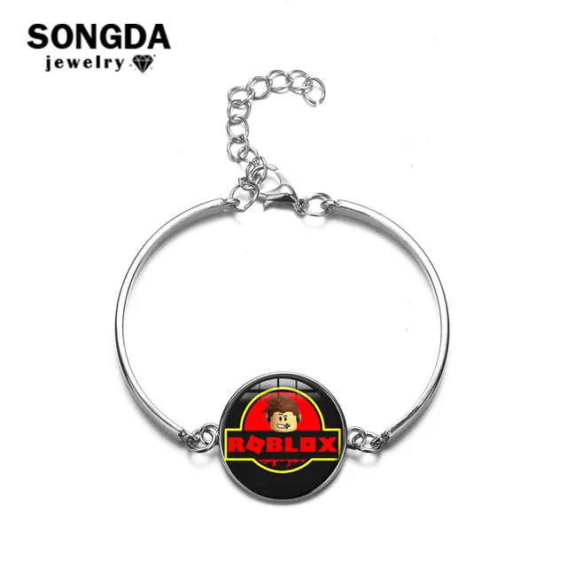 Us 111 30 Offsongda Hot Game Roblox Style Bracelets R Logo Game Figures Glass Cabochon Gem Badge Link Chain Bracelet For Boys Kids Jewelry In - 