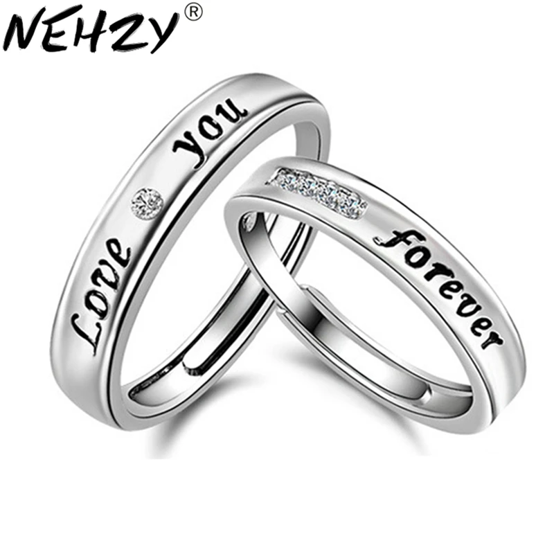 Гравировка "Любовь" на английском языке, кольца для мужчин и женщин с серебряным покрытием, пару моделей кольца- ювелирные изделия