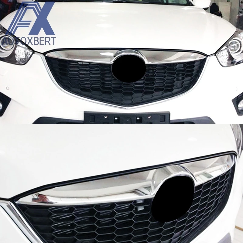 

AX Chrome Front Hood Lip Lid Bonnet Mesh Grille Grill Cover Trim Molding Strip Bar Protector For Mazda Cx-5 Cx5 2012 2013 2014