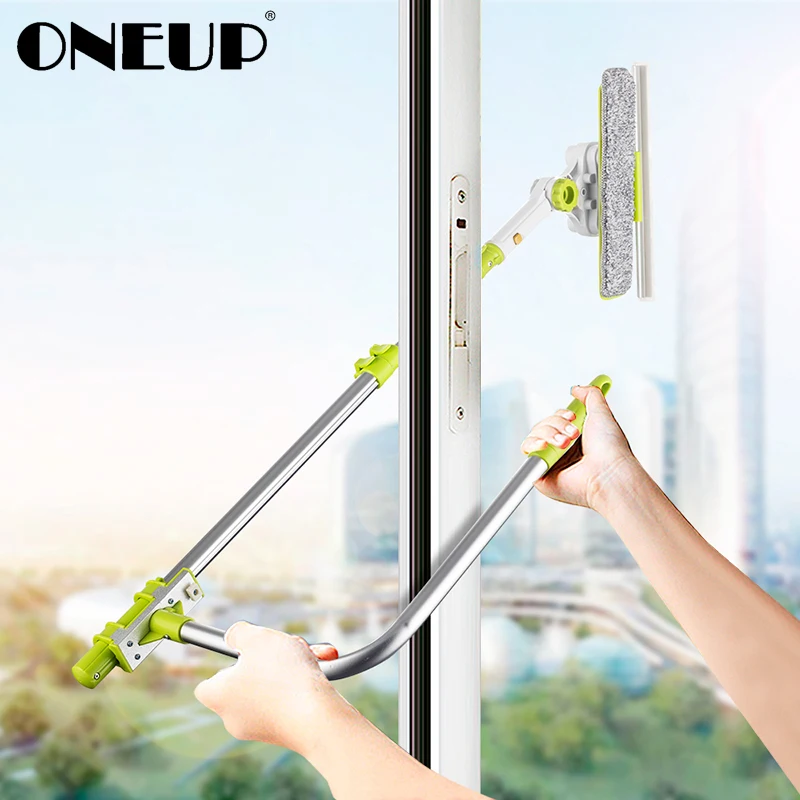 

ONEUP High-rise Window Glass Cleaner Brush Telescopic Multifunction Home Scrubber Microfiber Window Rotating Head Cleaning Brush