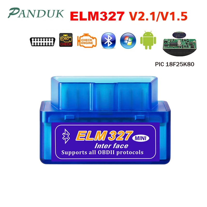 PANDUK ELM327 Obd2 Bluetooth автомобиля диагностический чип сканер PIC18F25K80 v1.5 V2.1 работает на