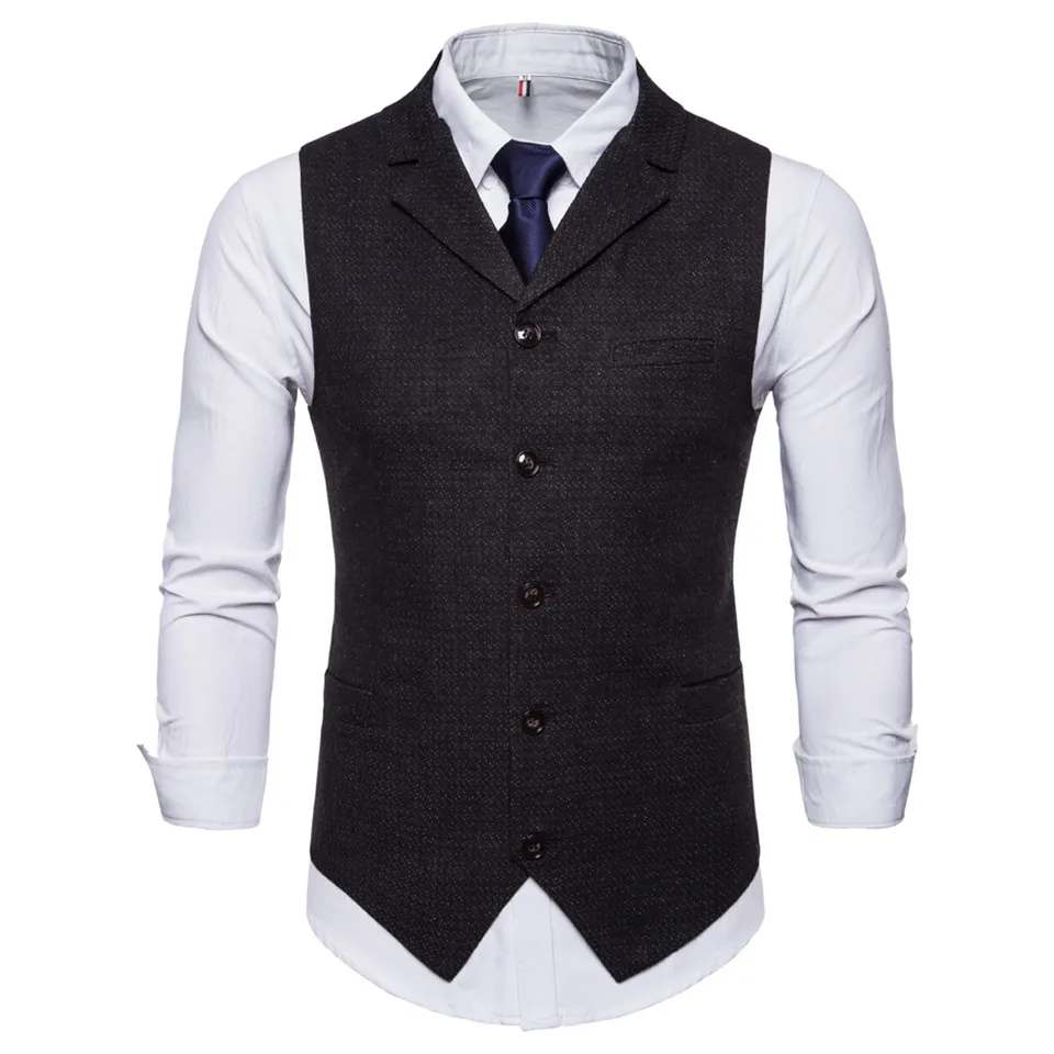 Riinr Wedding Dress High-quality Goods Cotton Men's Fashion Design Suit Vest Grey Black High-end Men's Business Casual Suit Vest