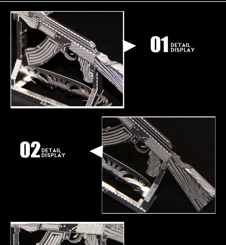 3D металлическая модель детская головоломка модель DIY Серебряный AK-47 ручная сборка подарок