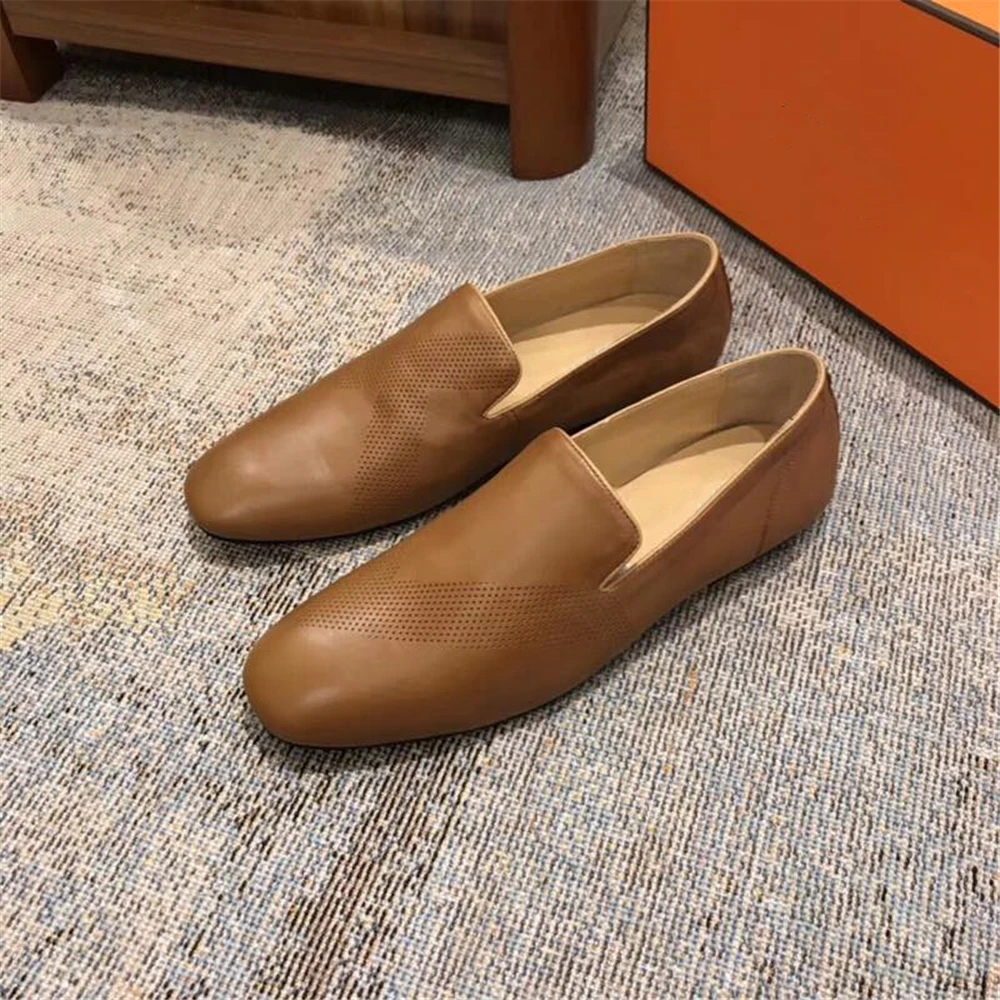 

Chueyz Spring Fashion Genuine Leather Men's Shoes Classic Flat Solid Men's Shoes Round Toe Cow Leather Shoes For Men Size38-45