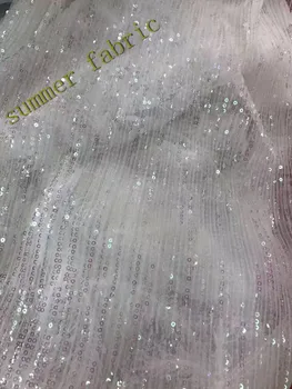 

silver line pattern sparkle sequins net mesh breathable french lace fabric for fashion designer/ wedding dress/party/lady dress