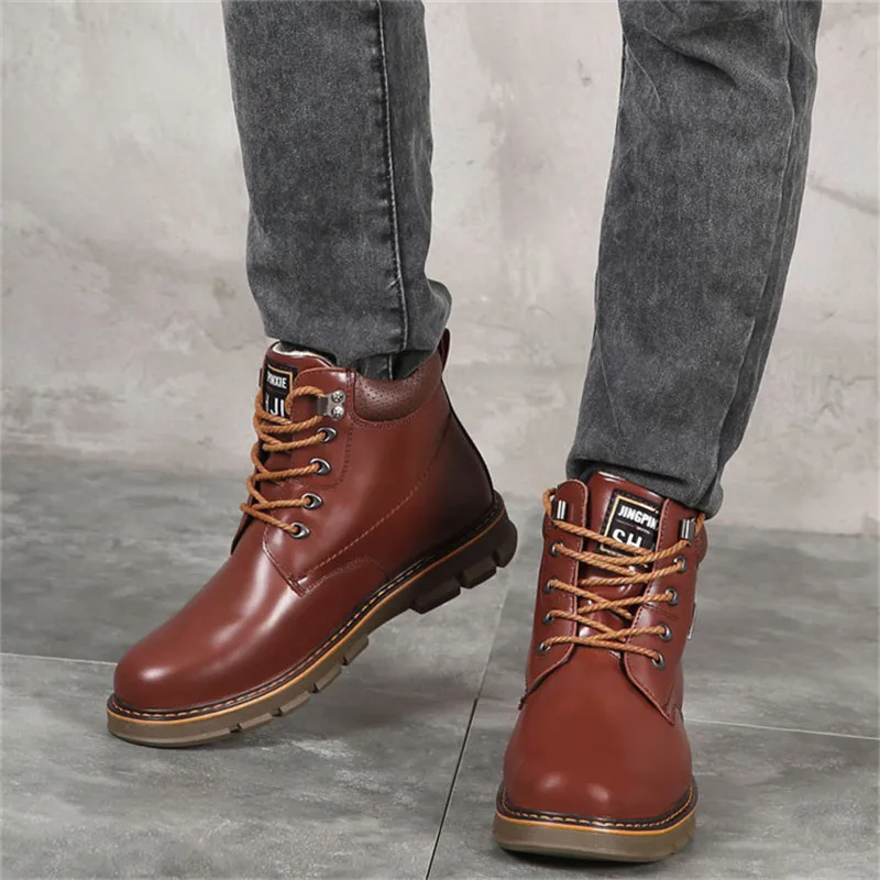 Homens Do No Black De Curto Manter Estilo New Neve Quente Da Brand X339 Inverno Botas brown Couro Impermeável Genuíno FfaI0Hx