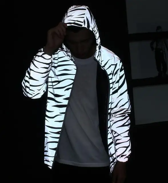 zebra fluorescent clothing Men jacket casual hiphop windbreaker 3m