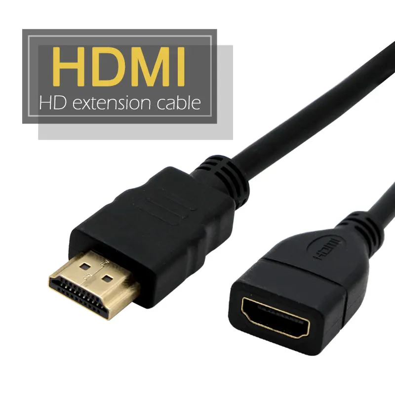 0.3m 0.5m 1m 1.5m 2m 3m HDMI Male to Female Cable Connector Adapter Port 1080P For Projector Displays Monitor HDTV Extension - Цвет: Черный