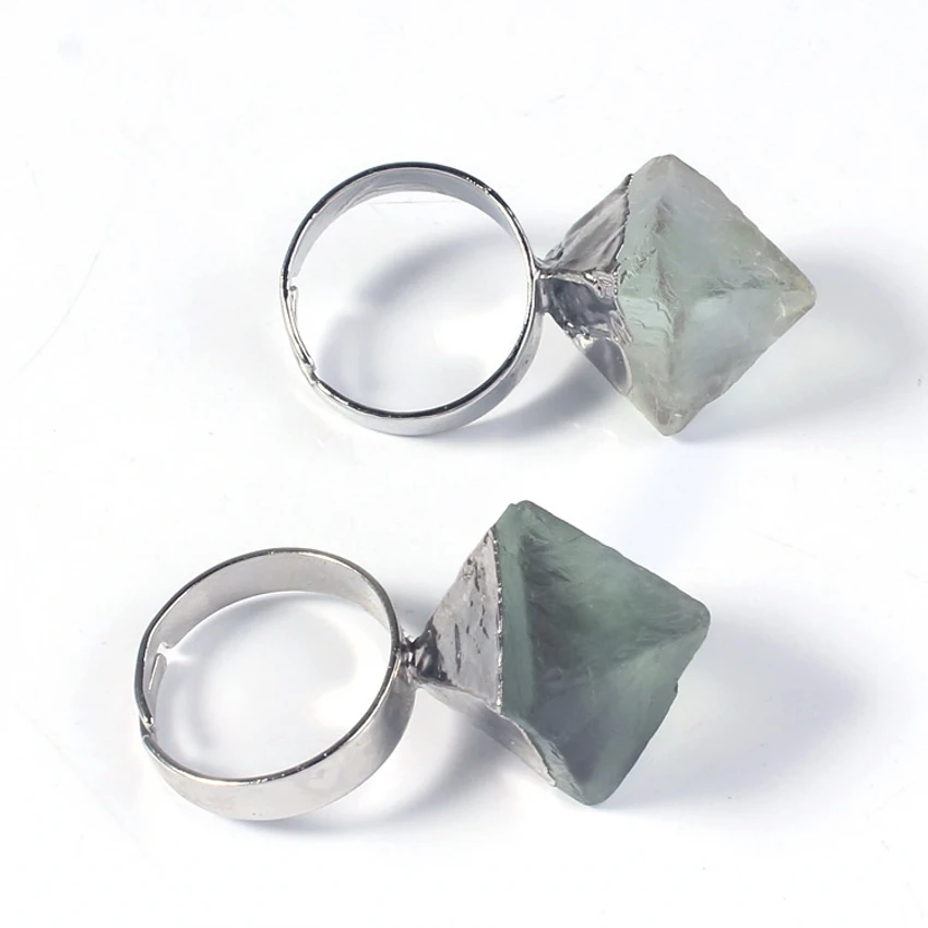 100 уникальное регулируемое кольцо с зеленым флюоритом 1 шт.|adjustable ring|silver platedring jewelry