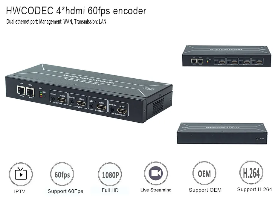 HWCODEC HDMI кодировщик H264 видео кодировщик H265 4 канала HD 1080P IPTV кодировщик поддержка RTSP RTMP HTTP для YouTube, Facebook, Twich