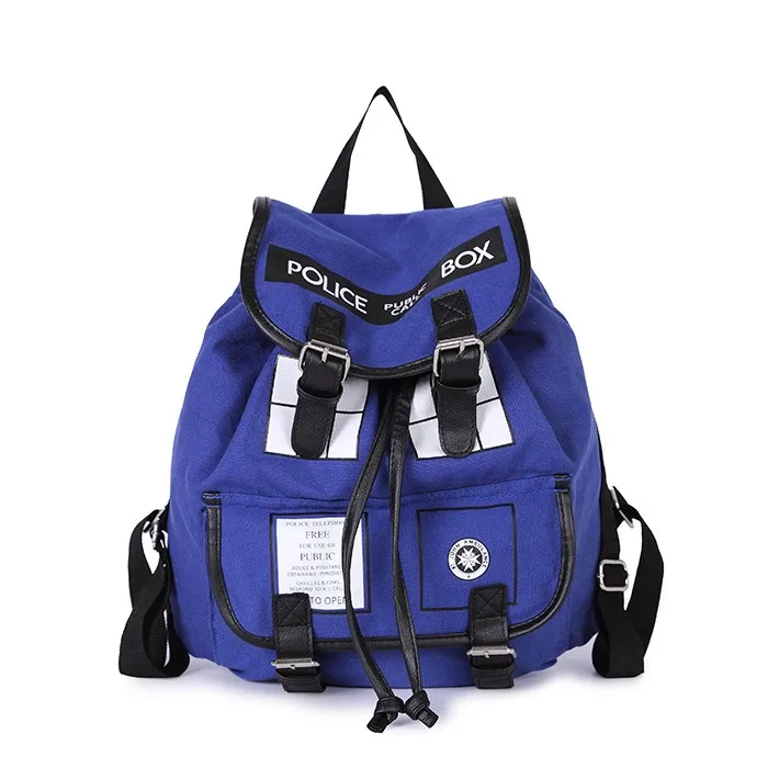 Dr Who Tardis Buckle Slouch font b Kids b font School Bag Doctor Who Canvas Mochila
