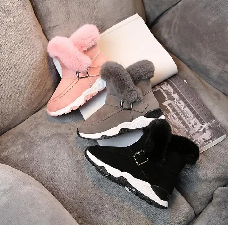 

26-36 Thick Warm Fur Children's snow boots 2019 winter new warm boys and girls Fashion Plush Kids Boots Princess Shoes Sneakers