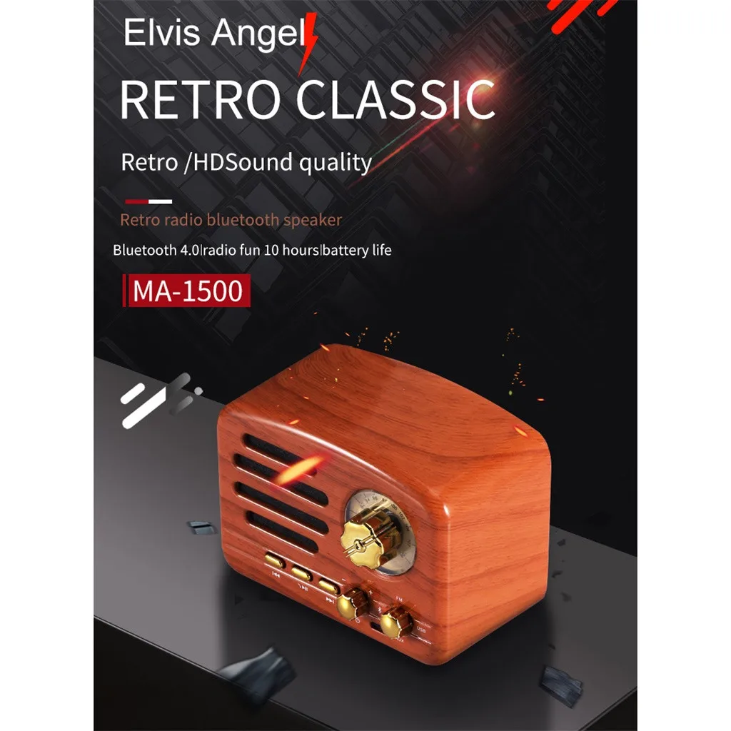 

HIPERDEL Bluetooth Speaker Wireless Portable Retro Loudspeaker Subwoofer Speakers voice call With Mic TF U Disk AUX FM C329