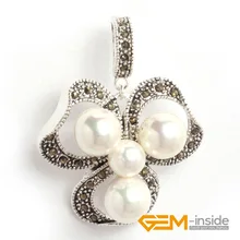 Ювелирные украшения с жемчужинами: Круглый природных Shell жемчужные бусы, кулон кольцо, классические украшения для вечерние для подарка