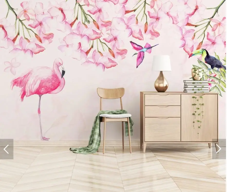 Nordic Flaming Flower Wallpaper Mural Wall Decorative Paper Roll 3D Home Improvement Murals Animal Contact | Обустройство дома