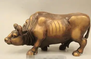 

S01078 8" China Chinese Fengshui Bronze Zodiac Year Bull Oxen strong Statue sculpture