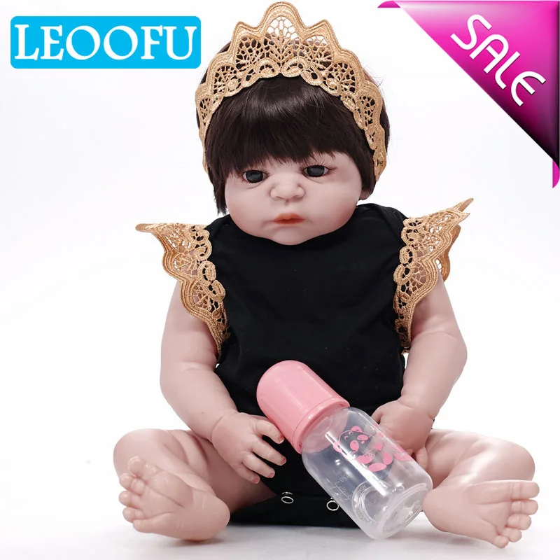 

LEOOFU 55cm 22inch play house toys reborn baby doll realistic soft full silicone reborn babies girl adorable bebe kids dolls