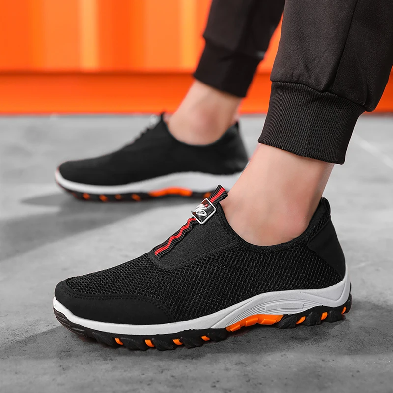 

Men Running Shoes Lightweight Comfortable Breathable Casual Outdoor Sports Sneakers Non Slip Footwear Slip On 2019 Gray Shoes