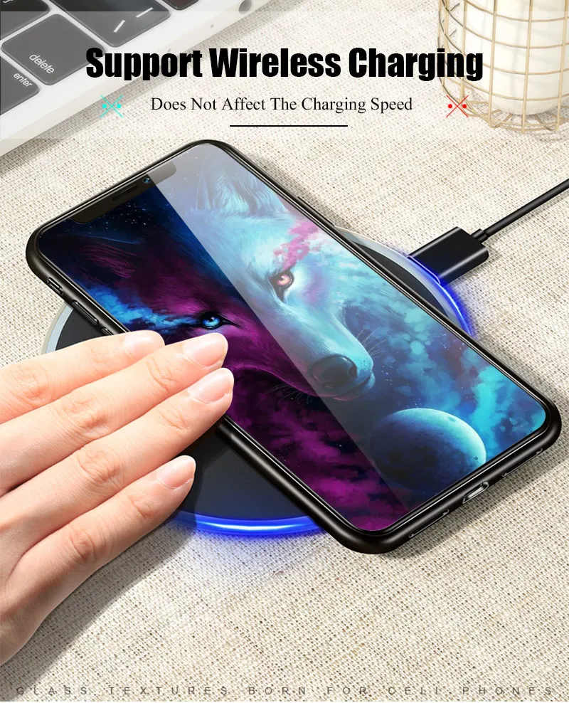 Hisomone Luxury Animal Tempered Glass Case For iPhone 7 7Plus Silicon Phone Case For iPhone X 8 8Plus 6 6S Plus Cover Coque