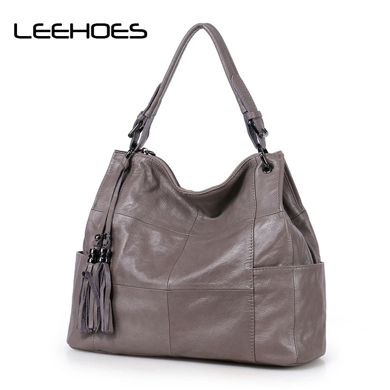 

2018 New Ladies 100%Genuine Leather Casual Bag European And American Style Simple Soft Leather Large Capacity Trend Shoulder Bag