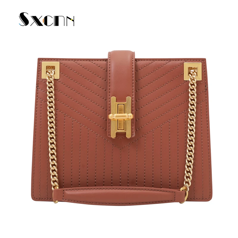 

SXCNN Large capacity Ladies Hand Bags High quality Cowhide leather Crossbody bags for women Chain Shoulder Totes bolsas feminina