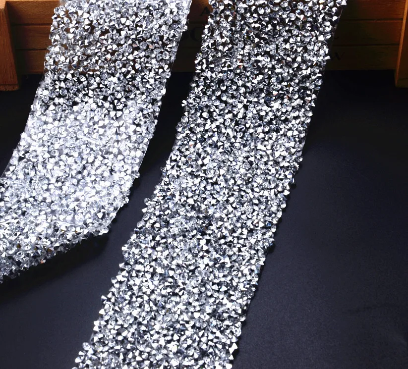 

Free shipping 5cm width clear with silver crystal rhinestone wedding banding,fancy bridal dress belt trim,wedding cake banding