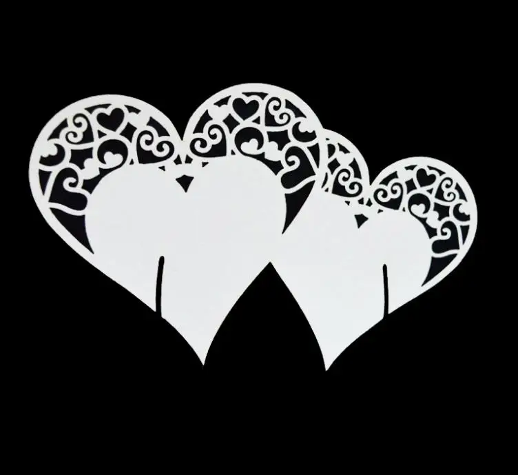 

2000pcs/lot Marriage Party Banquet Table Wine Glass Card Love Heart Shape Guest Name Holder Escort Card Place Card wd168
