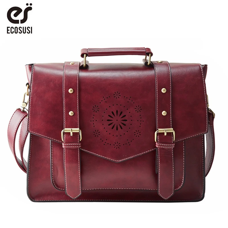 ECOSUSI Nouveau Femmes PU Sac À Main En Cuir de Haute Qualité Rétro Femmes Messenger Sacs Célèbre Designer En Cuir Porte-Documents Épaule Sac - 1