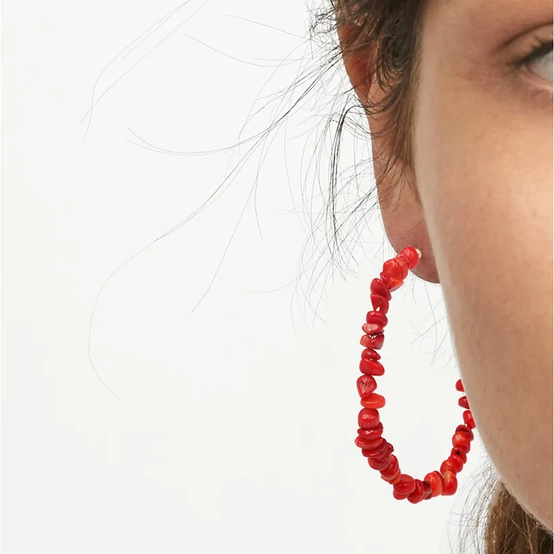 

New Design Fashion Ethnic Style Charm Acrylic Hoop Earrings Geometric Large Round Statement Earring Boho Jewelry For Women Gift