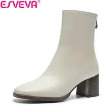 ESVEVA/; прошитая женская обувь на молнии ботильоны с квадратным носком на высоком квадратном каблуке осенние женские ботинки в западном стиле размеры 34-40
