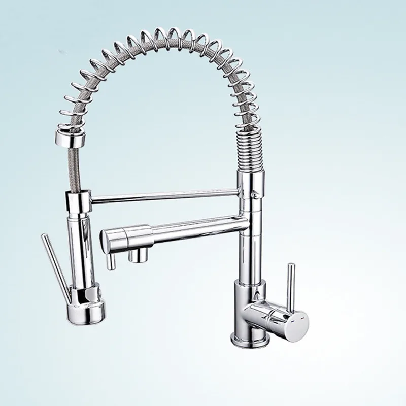 

Pull out 2 way Deck mounted Spring Kitchen Faucet Swivel Spout Single Hole Hot/Cold Water Tap Basin Faucet Mixer Tap