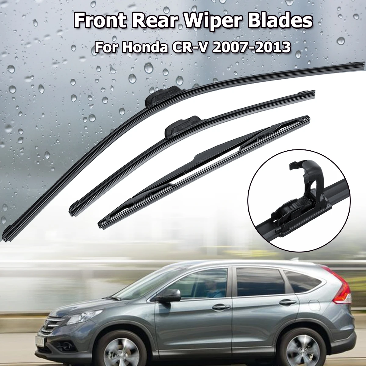 3Pcs 26" 17" 14" Auto Car Front Rear Windscreen Windshield Wiper Blades