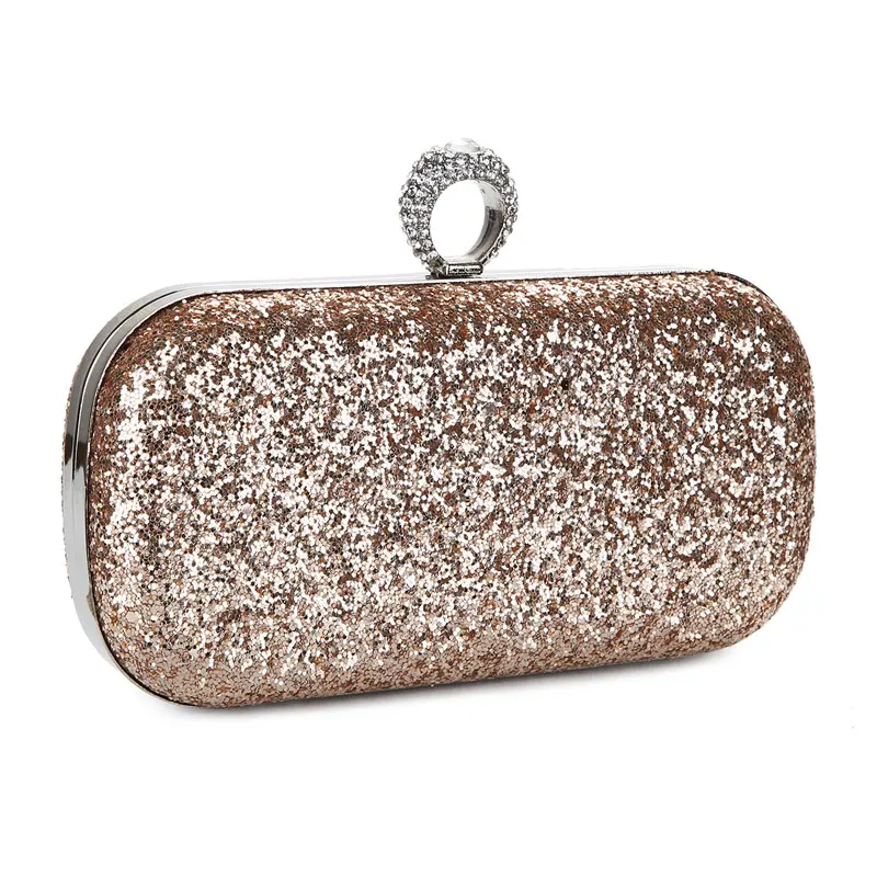 Pochette Luxy Moon à sequins champagne vue latérale