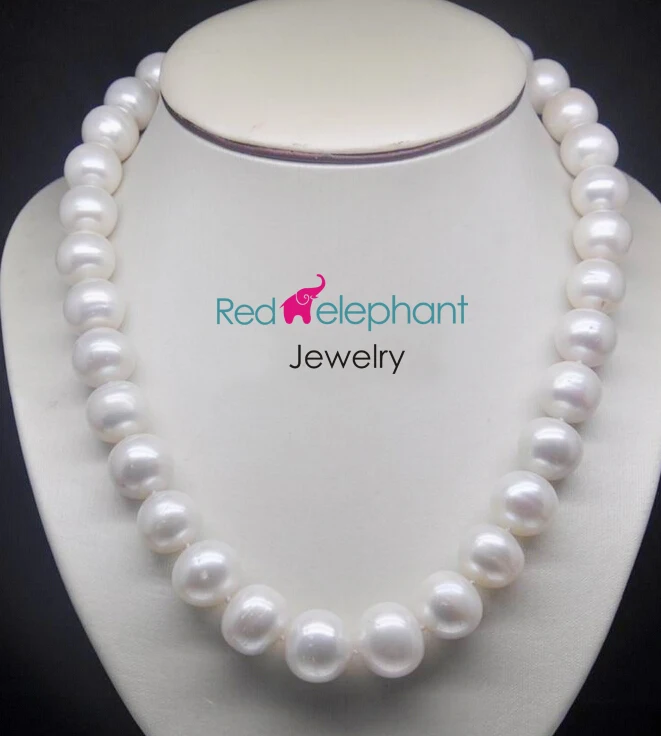 

FREE SHIPPING>>>@@ Free shopping! 18" Natural huge 12-13mm AA level white pearl necklace