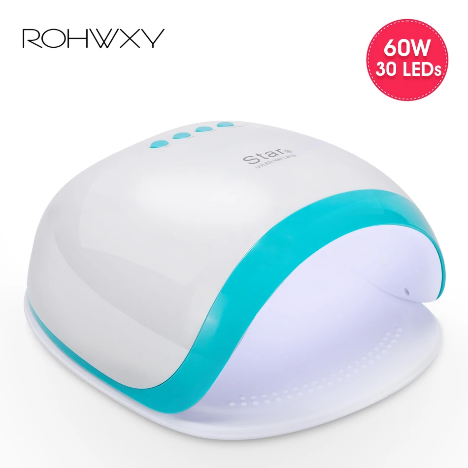 

ROHWXY 60W High Power Nail Dryer Professional LED UV Lamp For Drying Gel Varnish With Smart Timer Nail Art Lamp For Manicure