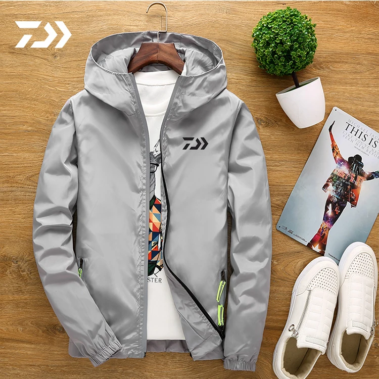 Daiwa Fishing Clothing Spring Autumn Outdoors Fishing Jacket With Hat Waterproof Wearing Clothes Sport Loose Coat