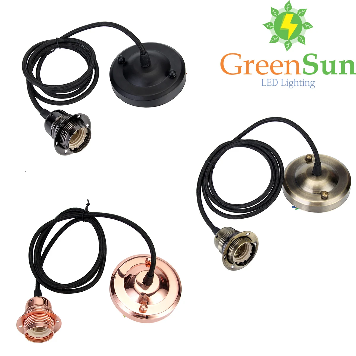 

E27 Retro Lamp Holder Pendant light cord Set Ceiling Light Socket Base Ceiling Rose With 1.35M Cable