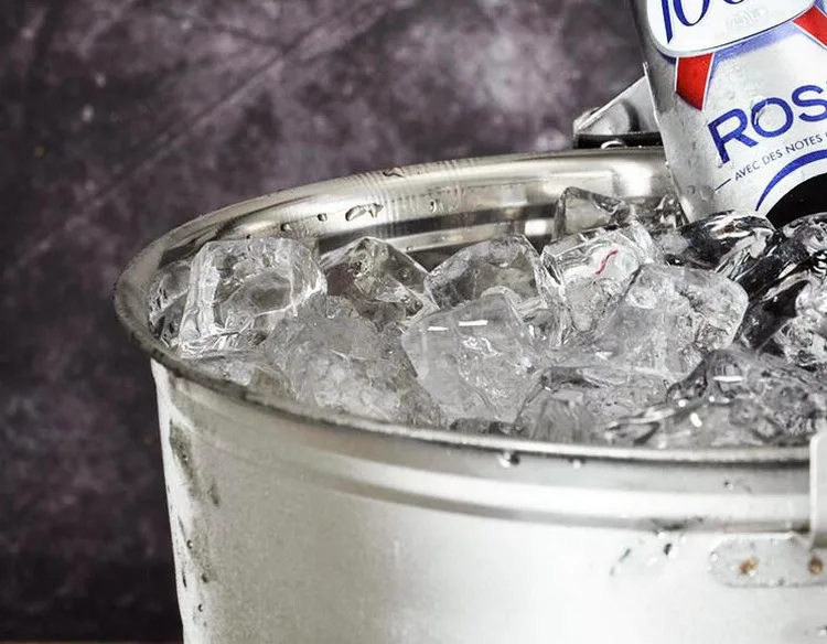 Portable stainless steel large ice bucket thick KTV bars cooler water wine bucket champagne ice