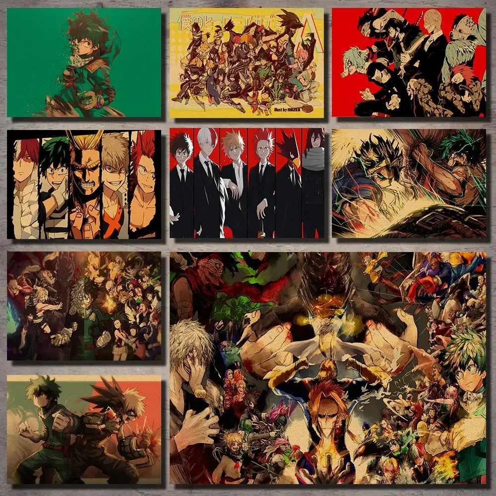 

My school of heroes anime poster decorative painting kraft paper poster retro poster retro wall stickers