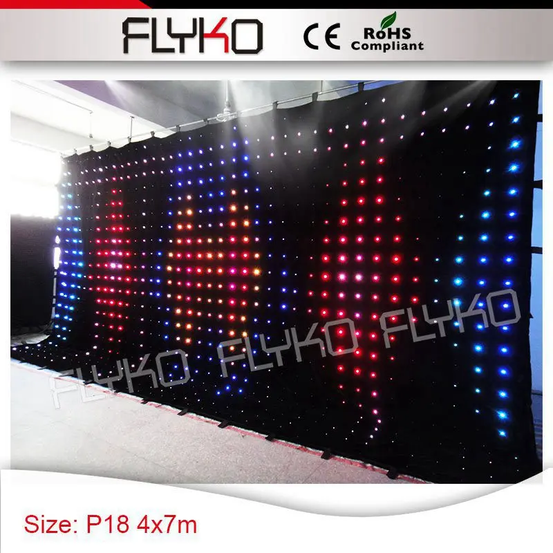 

P180MM dj tv stage background video curtian led lights spot lights 4m high*7m width led curtain