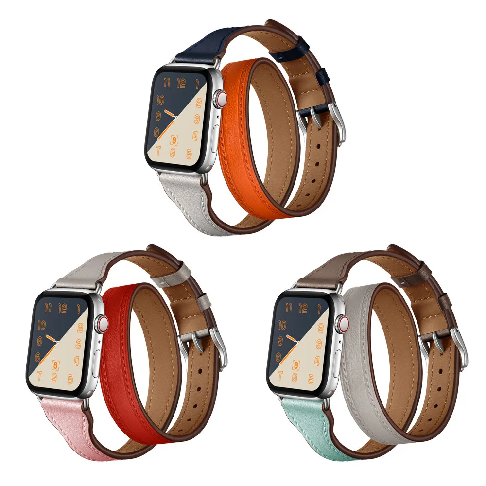

New Contrast color Fashion Women's Watchband For Apple Soft Genuine Leather Bracelet Strap Series 4/3/2/1 44mm 42mm 40mm 38mm