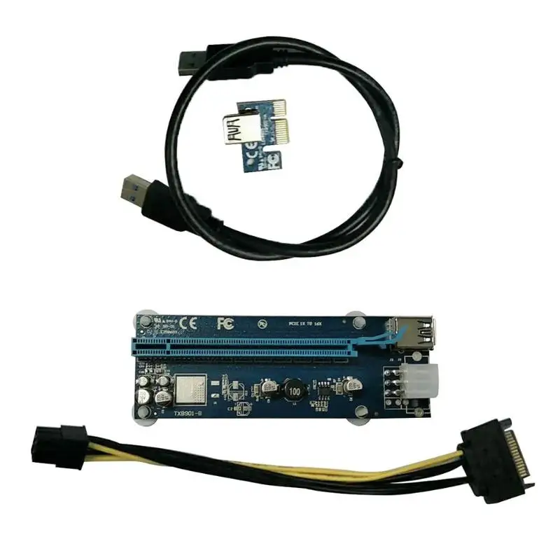 6 Pin PCI Express 1X для 16X удлинитель USB 3,0 кабель для BTC Майнер
