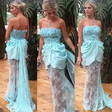 Mermaid Langer Abschlussball Kleidet 2015 Handgemachte Blumen Tulle Spitze Formale Partei-kleid Abendkleider vestido de festa longoo
