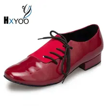 HXYOO 2017 New Model PU & Flock Men Latin Dance Shoes Ballroom Shoes Salsa Tango Red Black 2.5 or 4 cm heel L149