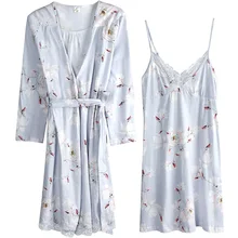 Женский комплект 2 шт., хлопок, кимоно, халаты, сексуальное женское белье, для свадьбы, вечеринки, невесты, халат, кружевная ночная рубашка, халат, пижама