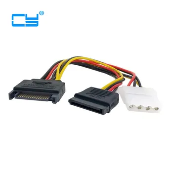 

1pcs/lot SATA 15pin power to SATA 15pin & IDE 4pin Power Splitter cable for Motherboard and Hard disk